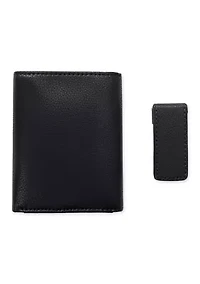 Trifold Wallet with Money Clip Set