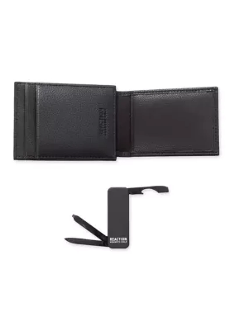 Men's Slim Front Pocket Wallet with Money Clip/Multi Tool Set
