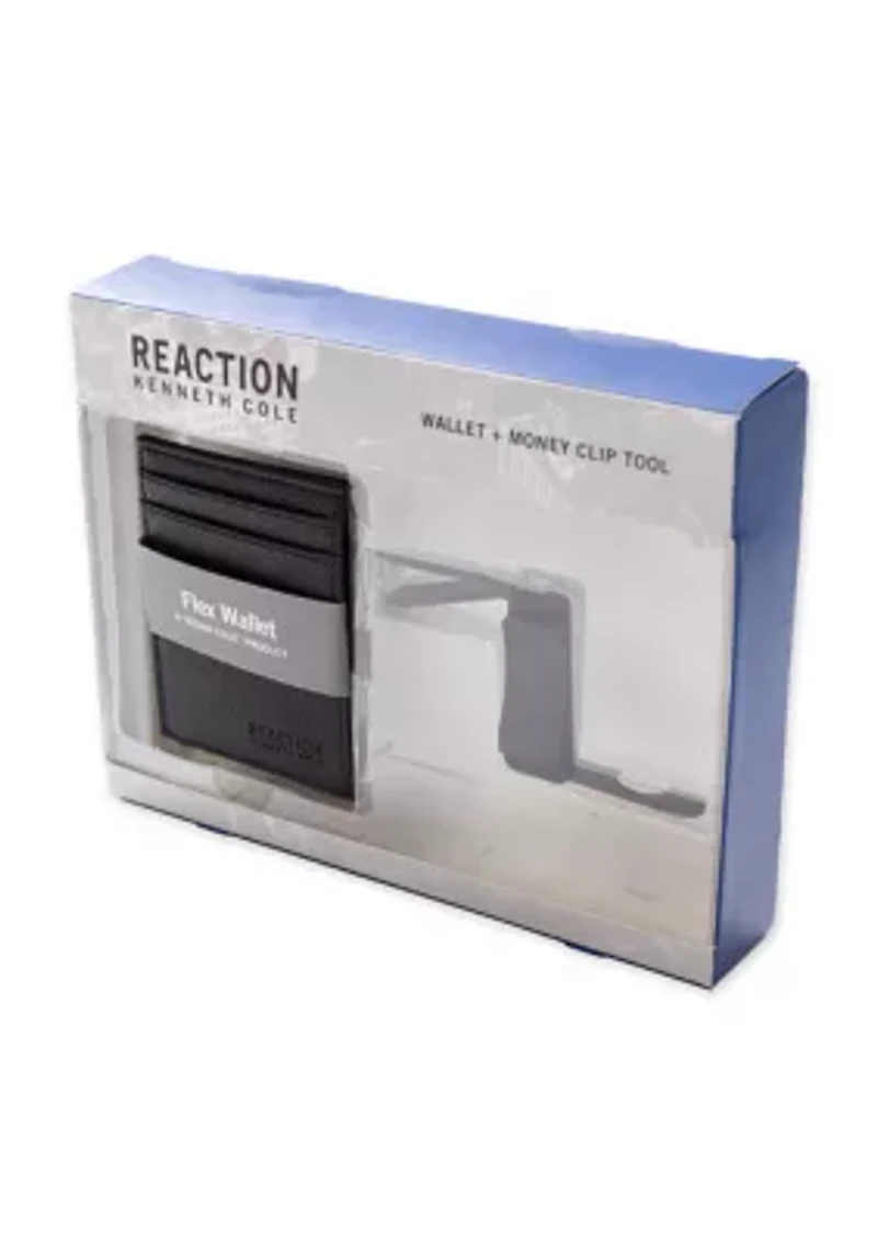 Men's Slim Front Pocket Wallet with Money Clip/Multi Tool Set