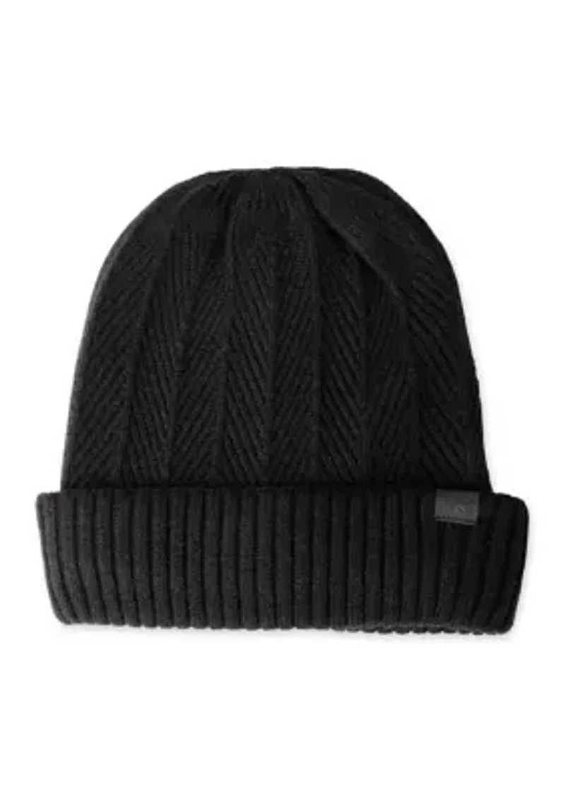 Herringbone Knit Beanie and Scarf Set