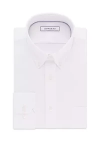 Long Sleeve Slim Fit Stretch Pinpoint Solid Dress Shirt