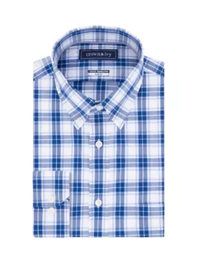 Slim Fit Stretch Plaid Long Sleeve Shirt