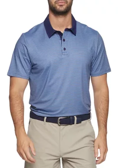 Contrast Collar Striped Performance Polo Shirt
