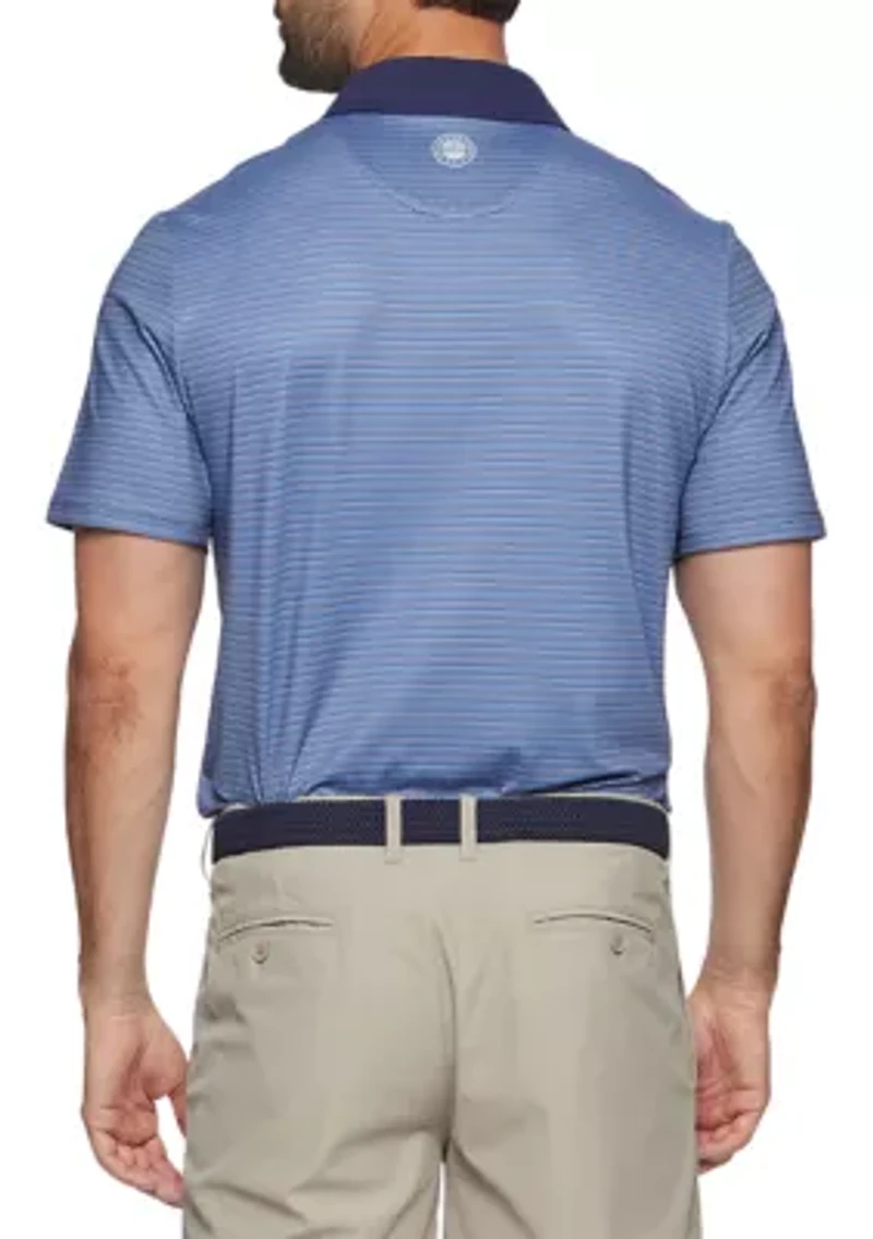 Contrast Collar Striped Performance Polo Shirt