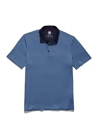 Contrast Collar Striped Performance Polo Shirt