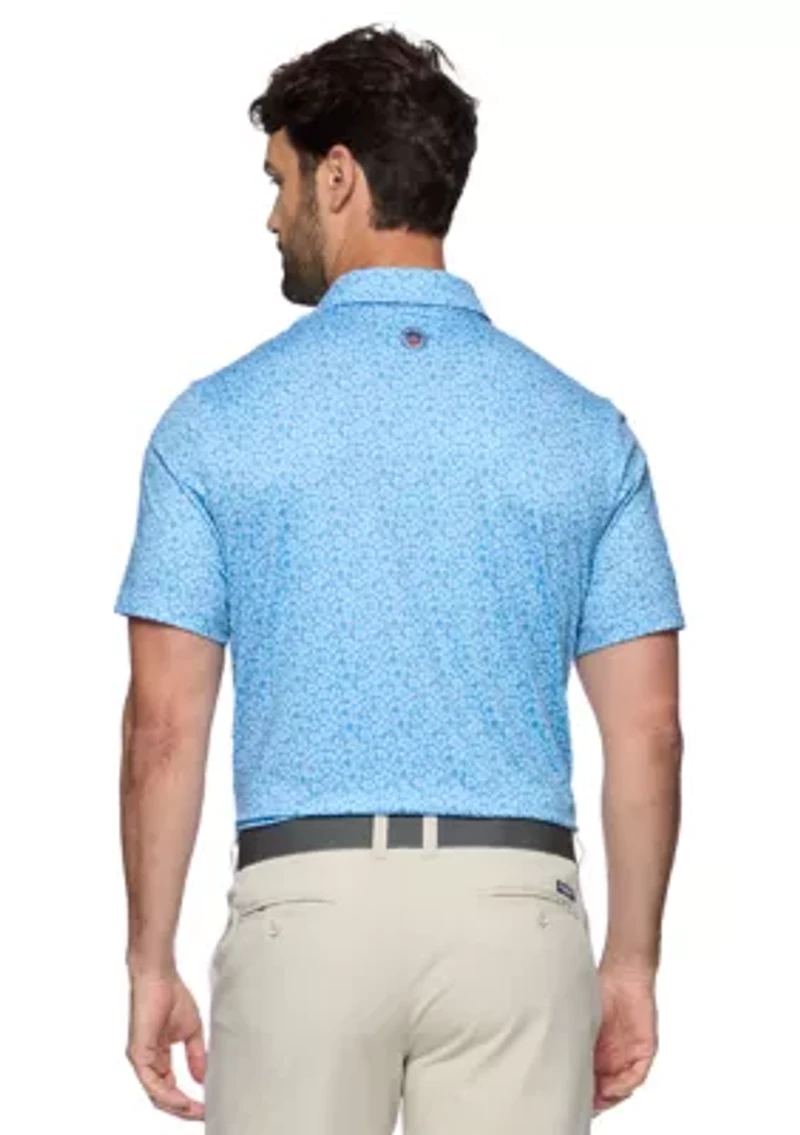 Men's Hibiscus Printed Polo Shirt