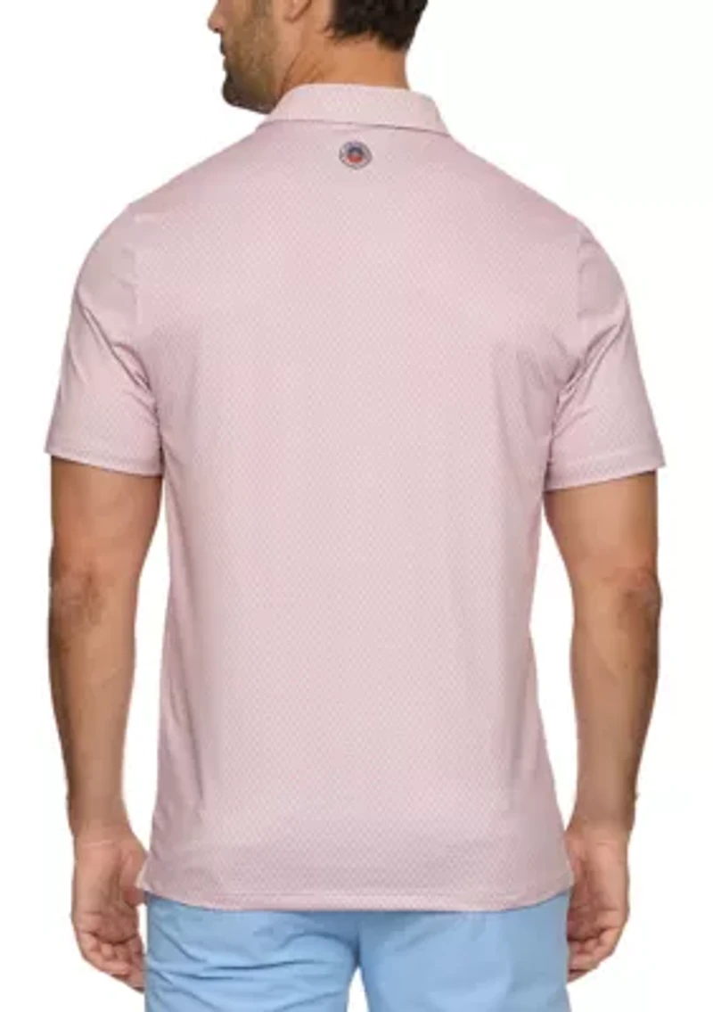 Men's Polka Dot Print Short Sleeve Collared Shirt