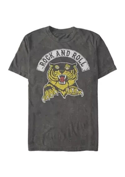 Juniors' Rock and Roll Tiger Graphic Short Sleeve T-Shirt