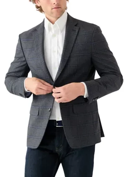 Gray Plaid Printed Sportcoat