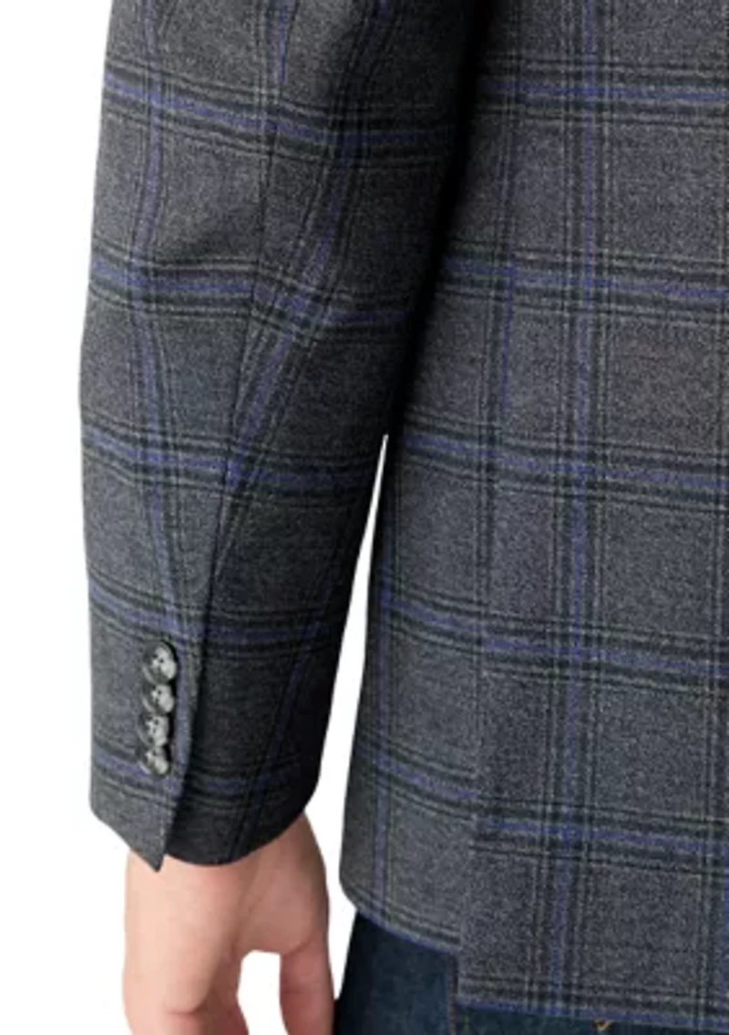 Gray Plaid Printed Sportcoat