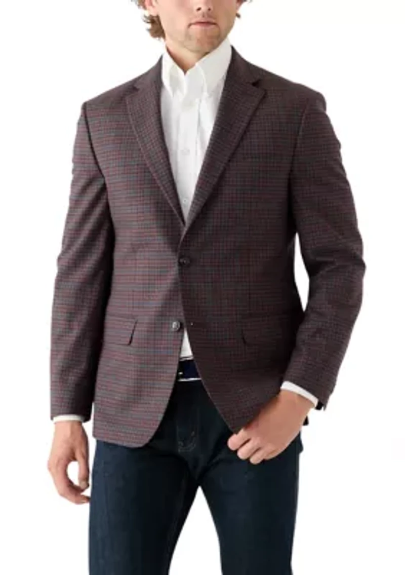 Brown Blue Check Printed Sportcoat