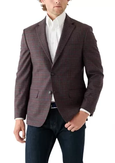 Brown Blue Check Printed Sportcoat