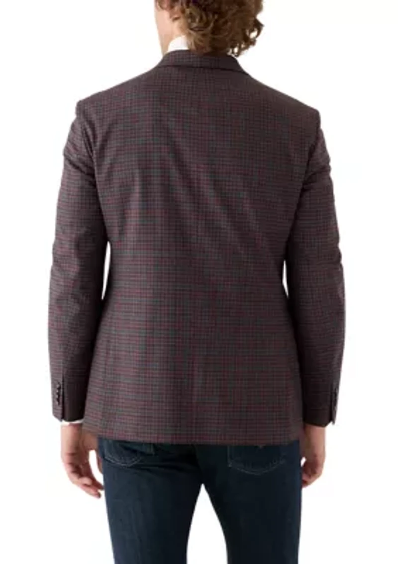 Brown Blue Check Printed Sportcoat