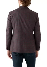 Brown Blue Check Printed Sportcoat