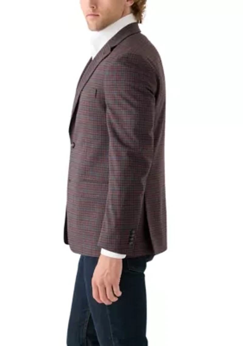 Brown Blue Check Printed Sportcoat