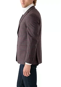 Brown Blue Check Printed Sportcoat