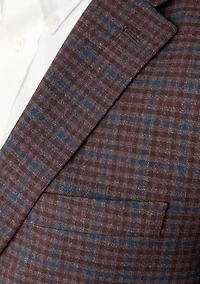 Brown Blue Check Printed Sportcoat