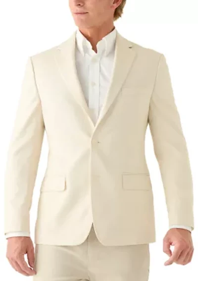 Men's Ivory Textured Solid Blazer