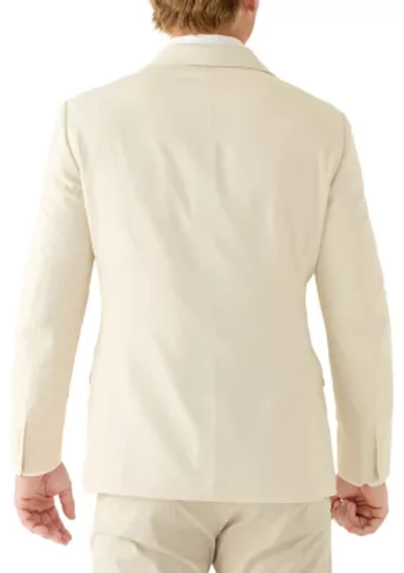 Men's Ivory Textured Solid Blazer