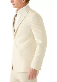 Men's Ivory Textured Solid Blazer