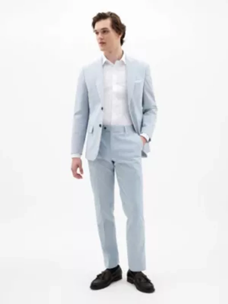 Blue/White Seersucker Stripe Classic Sport Coats