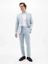 Blue/White Seersucker Stripe Classic Sport Coats