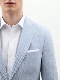 Blue/White Seersucker Stripe Classic Sport Coats