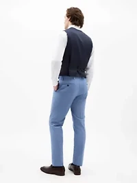 Blue Solid Regular Vests