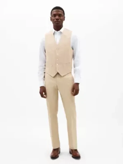 Tan Plain Regular Vests