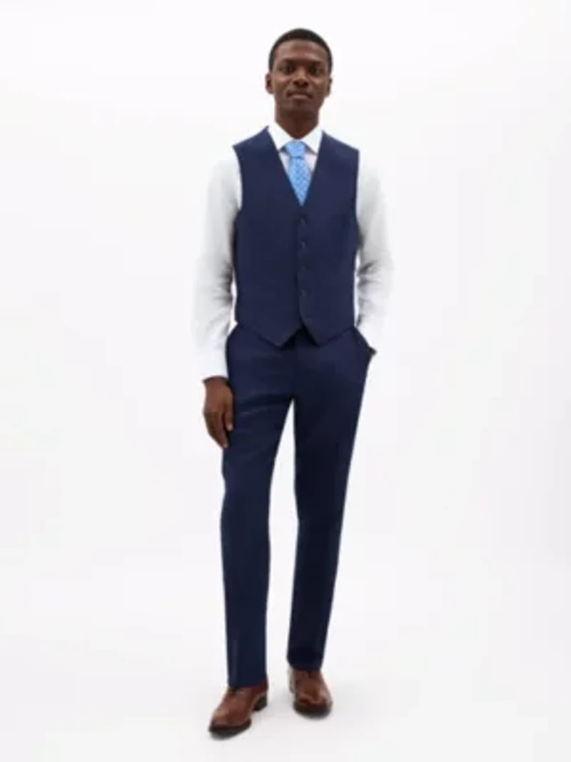 Navy Plain Regular Vests