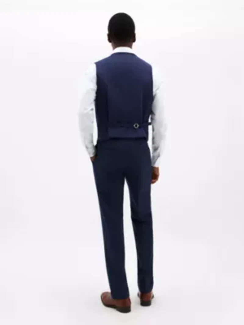 Blue Sharkskin Regular Vests