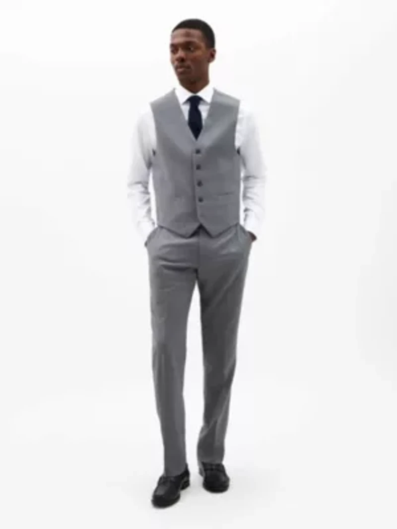 Pearl Grey Solid Regular Vests