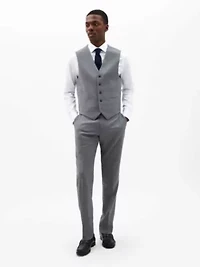Pearl Grey Solid Regular Vests