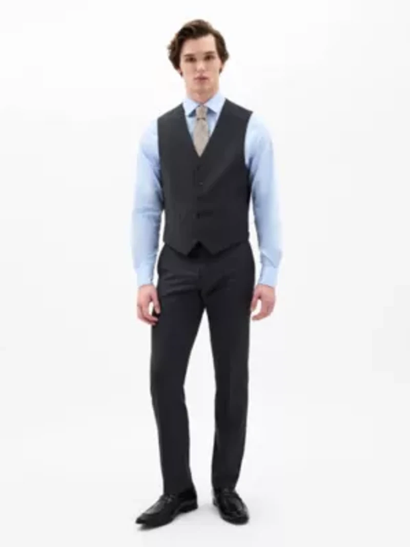 Charcoal Twill Regular Vests