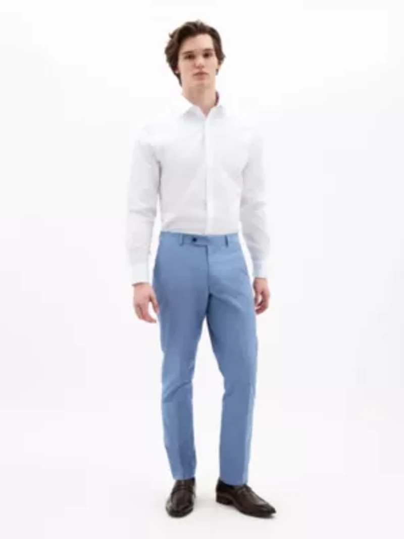 Blue Solid Classic Pants
