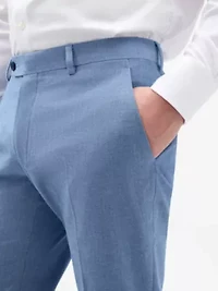 Blue Solid Classic Pants