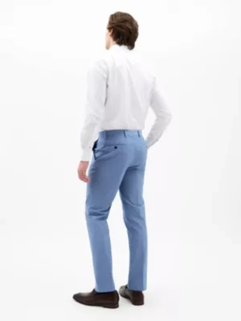 Blue Solid Classic Pants