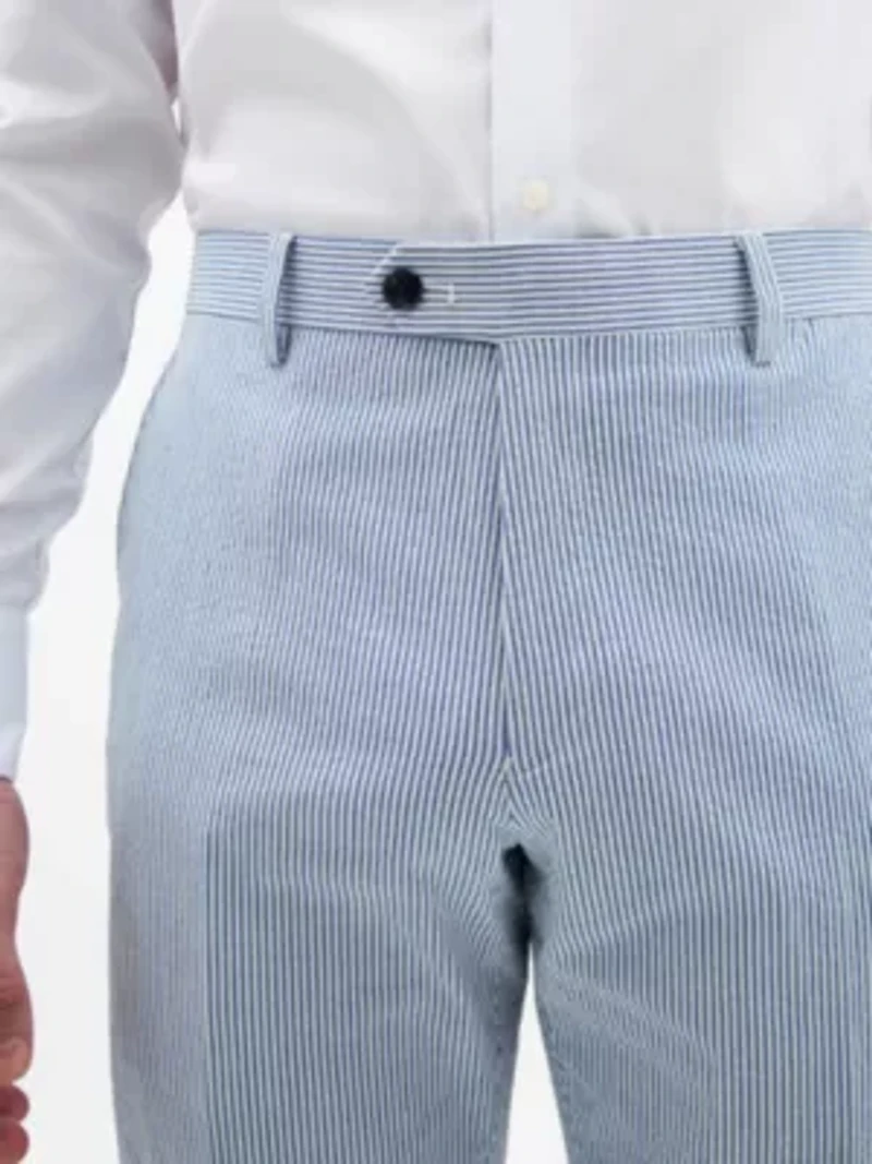 Blue/White Seersucker Stripe Classic Pants