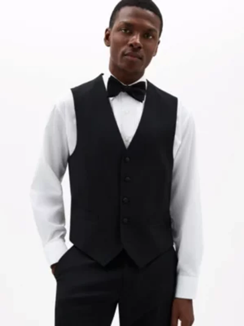 Black Twill Regular Vests