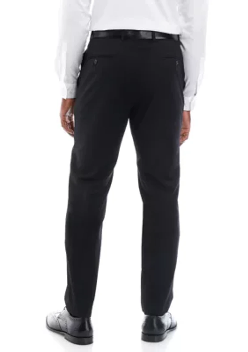 Black Solid Suit Pants
