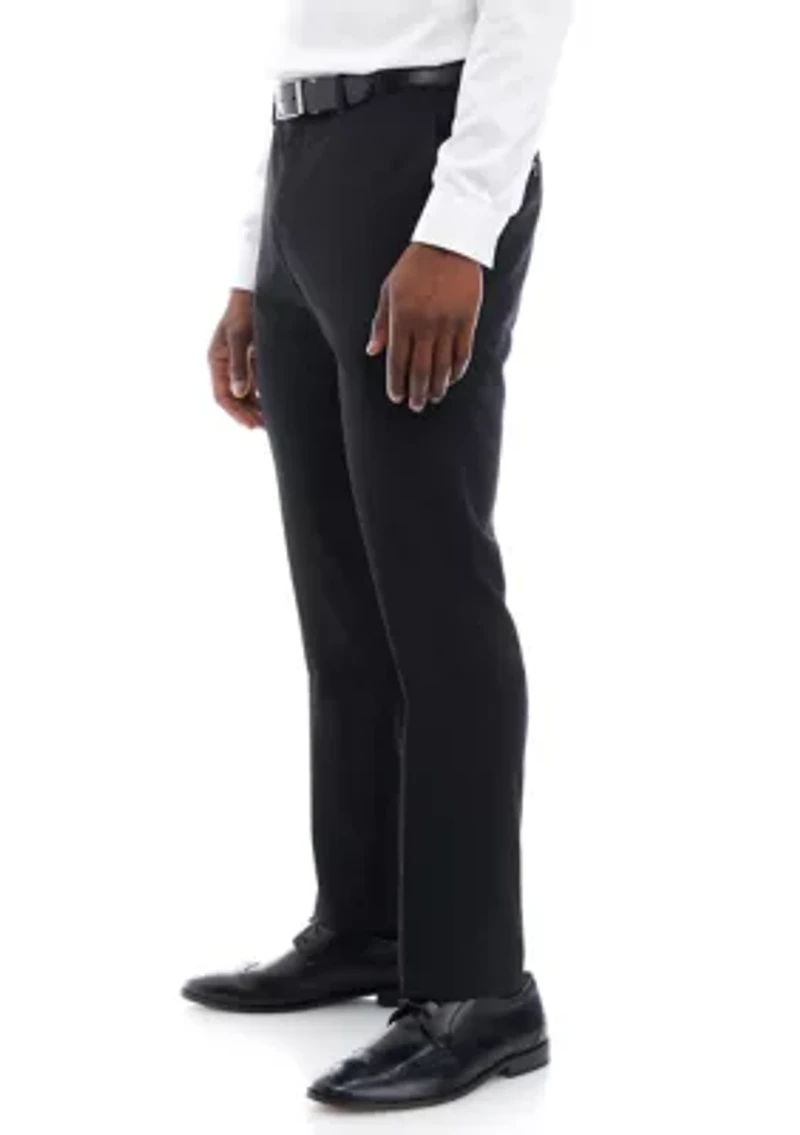 Black Solid Suit Pants