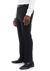 Black Solid Suit Pants