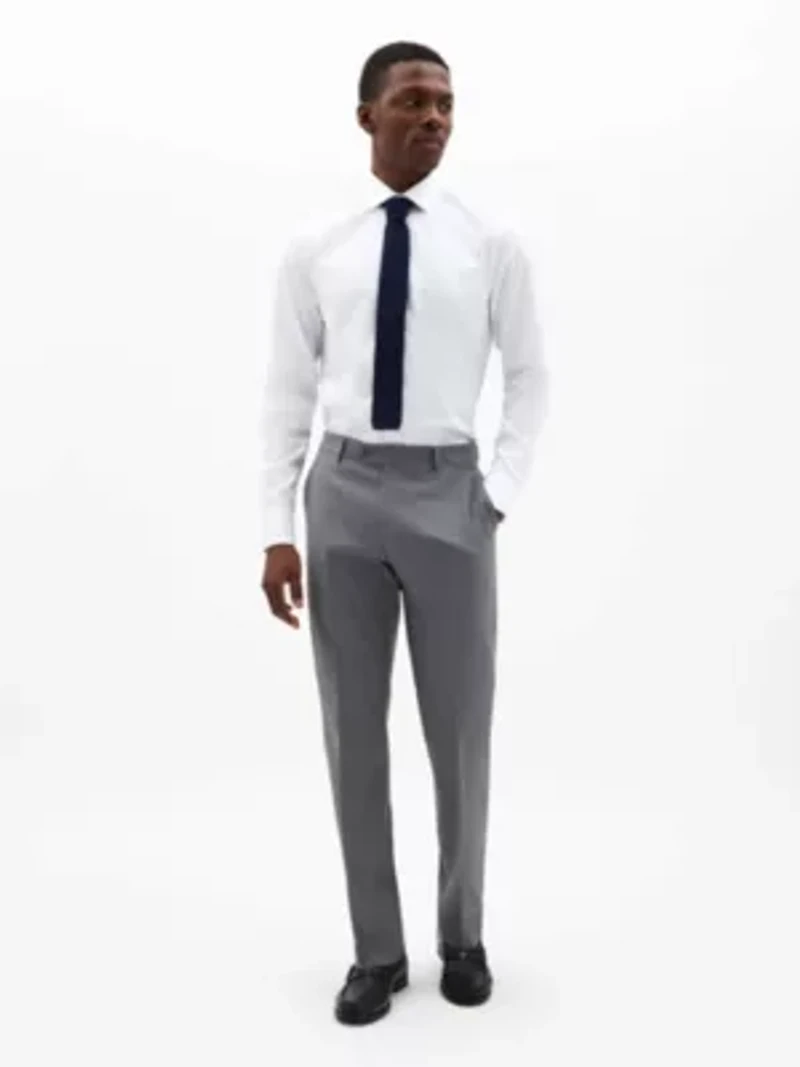 Pearl Grey Solid Classic Pants