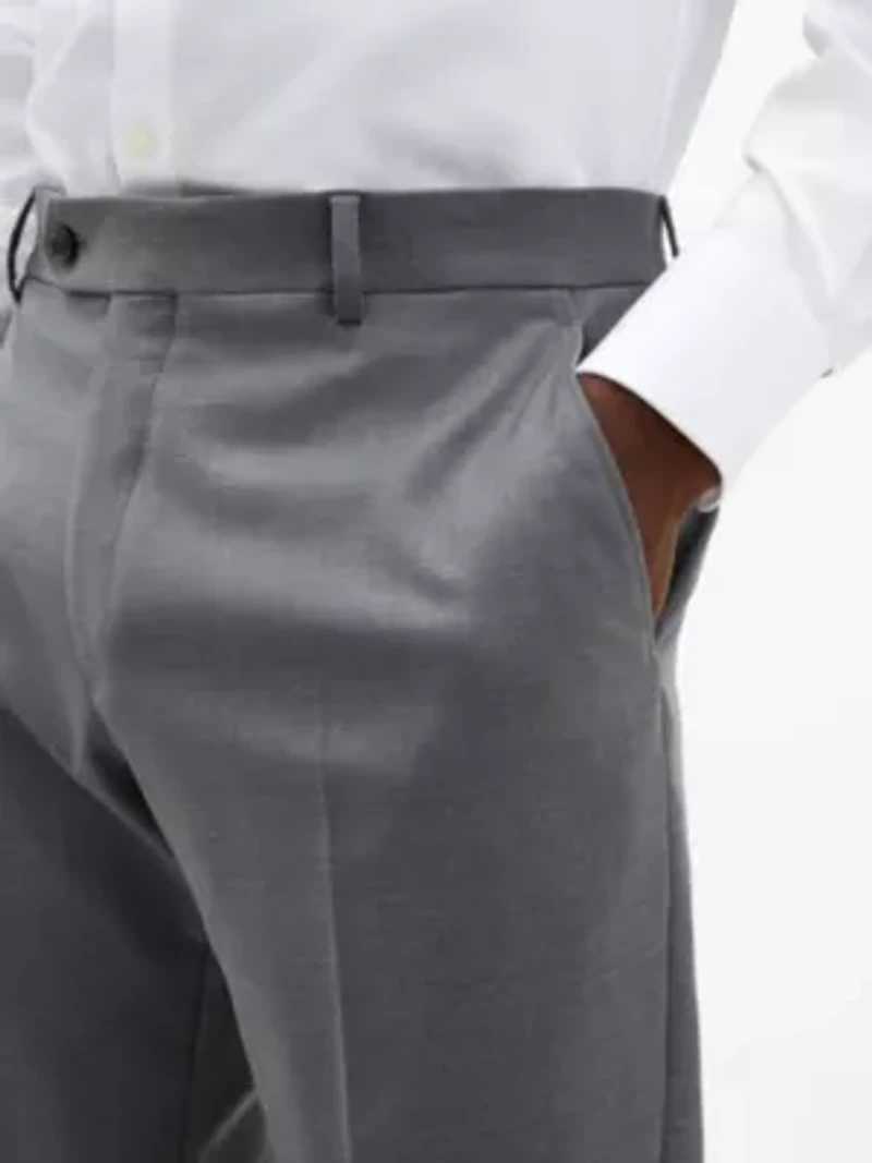 Pearl Grey Solid Classic Pants