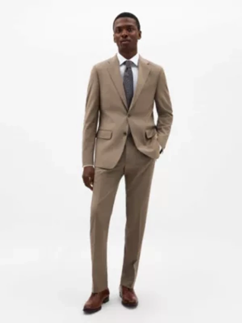 Tan Sharkskin Classic Sport Coats