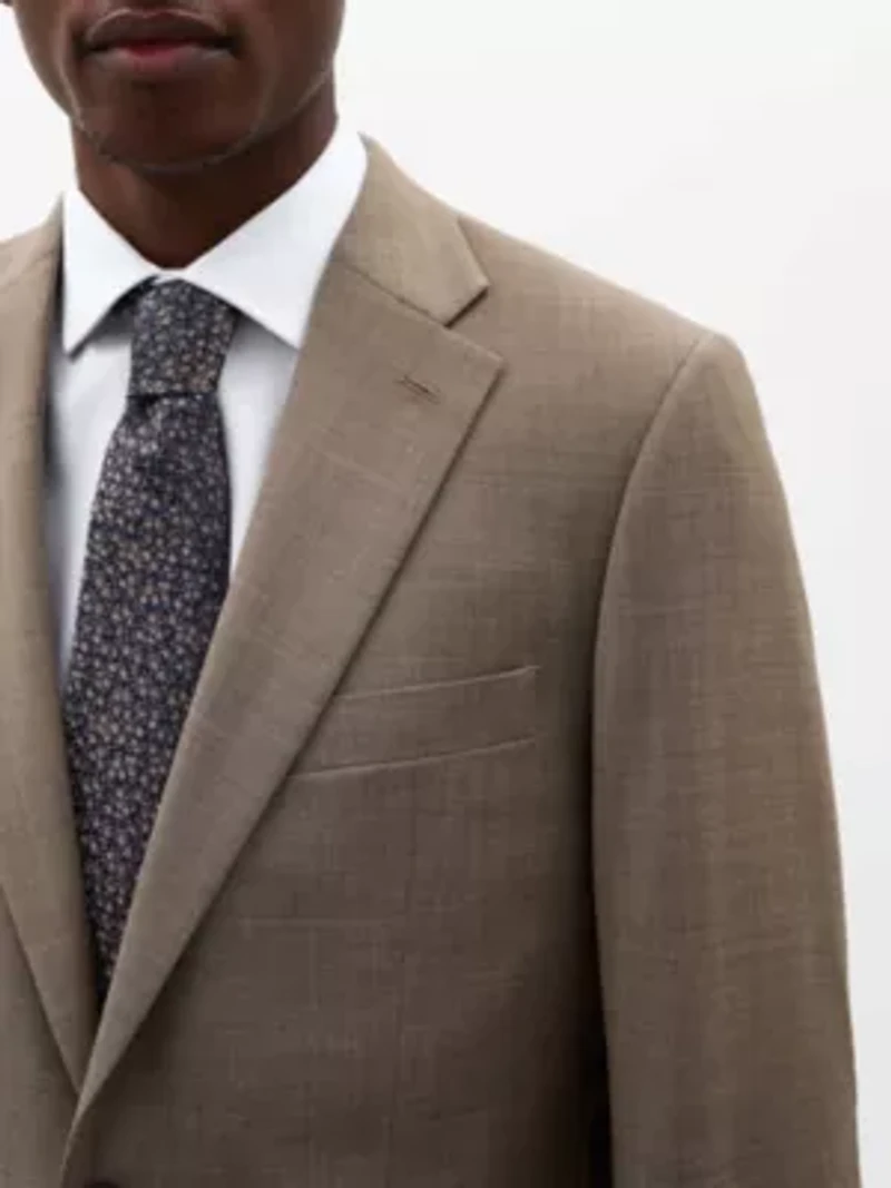 Tan Sharkskin Classic Sport Coats