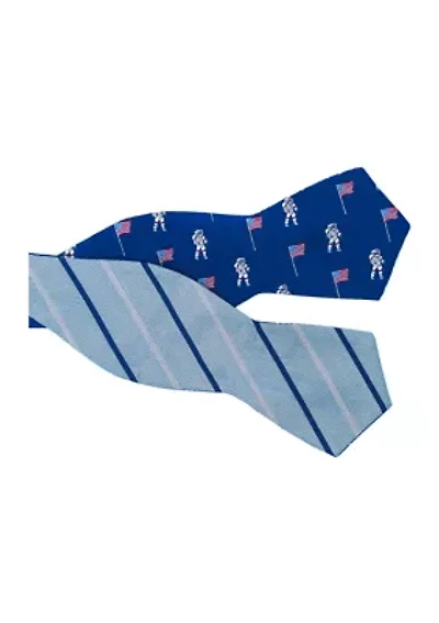 Reversible Astronaut Flag Striped Bow Tie