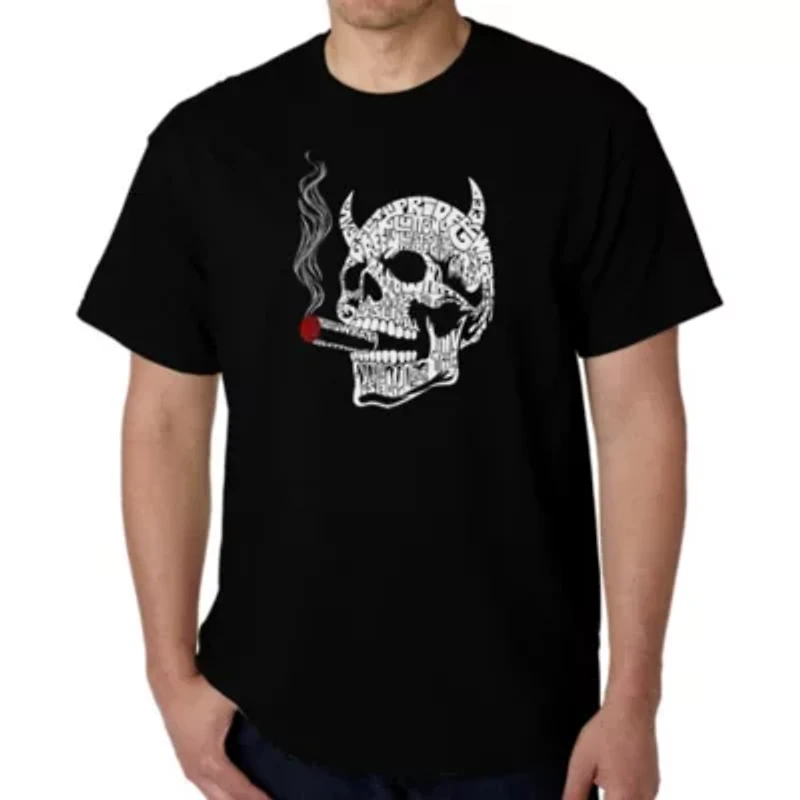 Men's Word Art T-Shirt - 7 Deadly Sins Skull