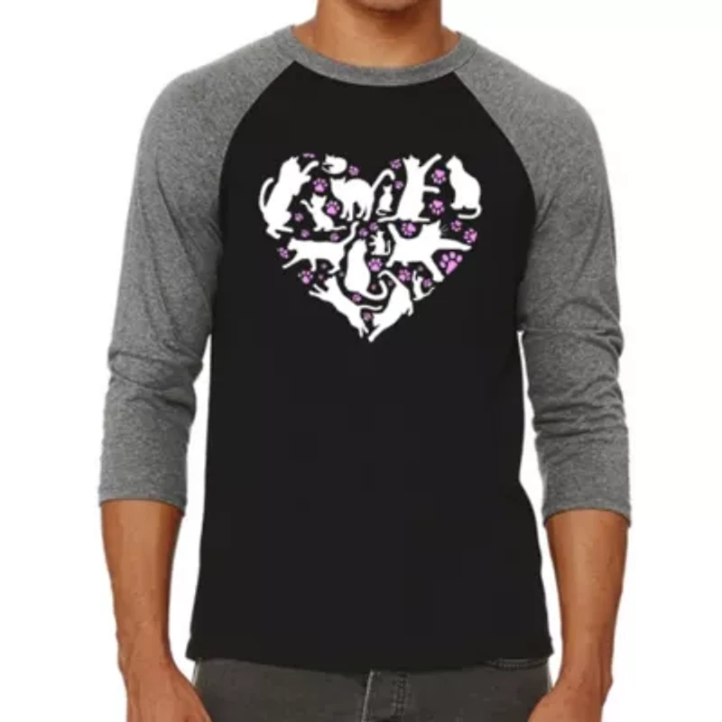 Cat Heart - Men's Raglan Baseball Word Art T-Shirt