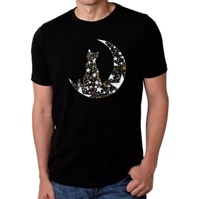 Cat Sitting On Moon - Men's Premium Blend Word Art T-Shirt